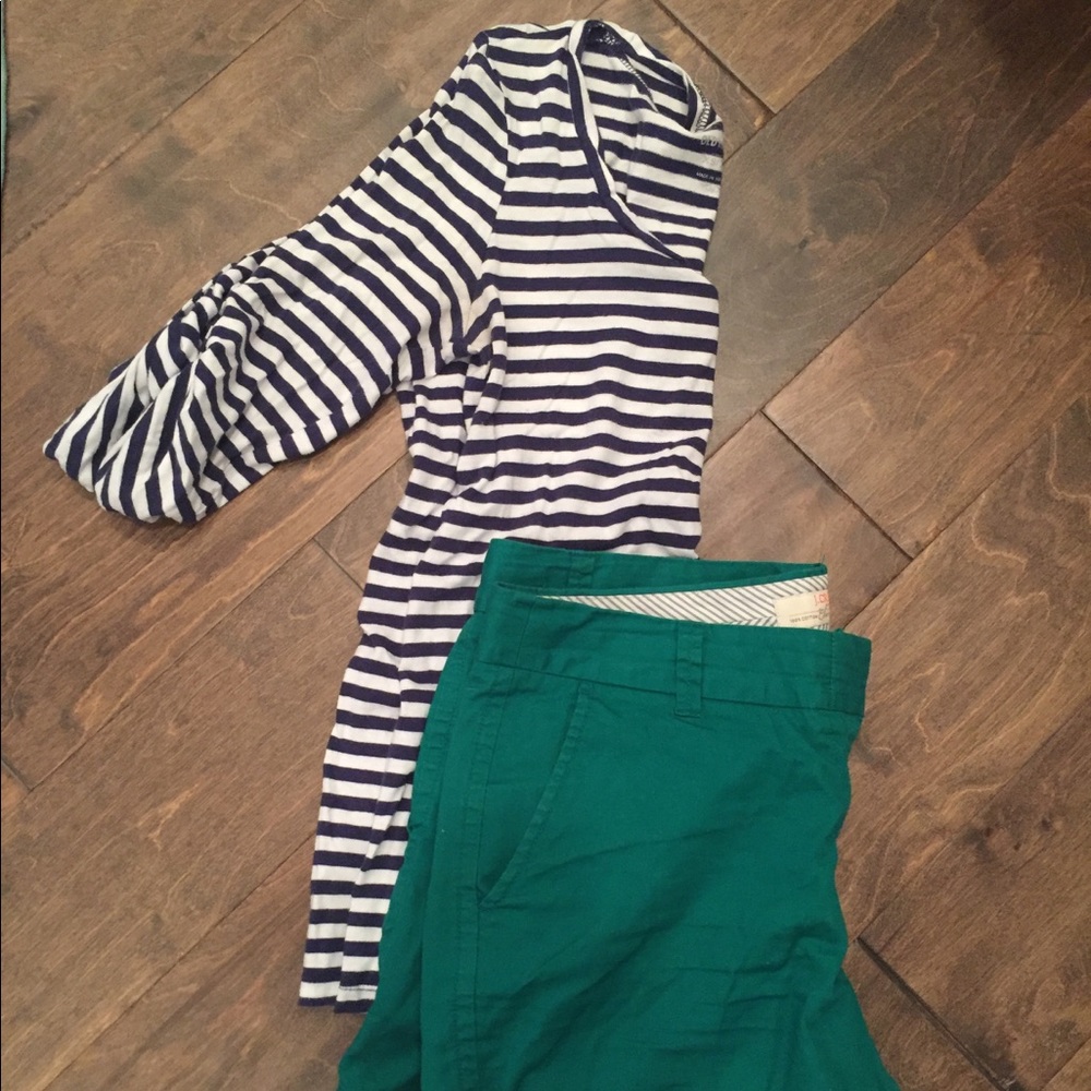 Navy and white striped top